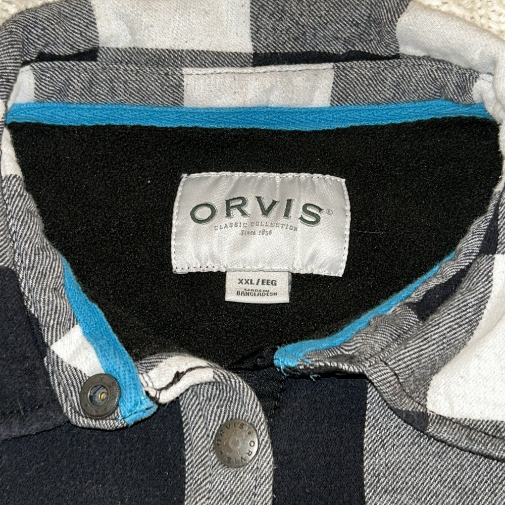 Orvis Plaid Fleece Lined Pinnacle Flannel Shirt Jacket Women Black White 2xl - Picture 4 of 8